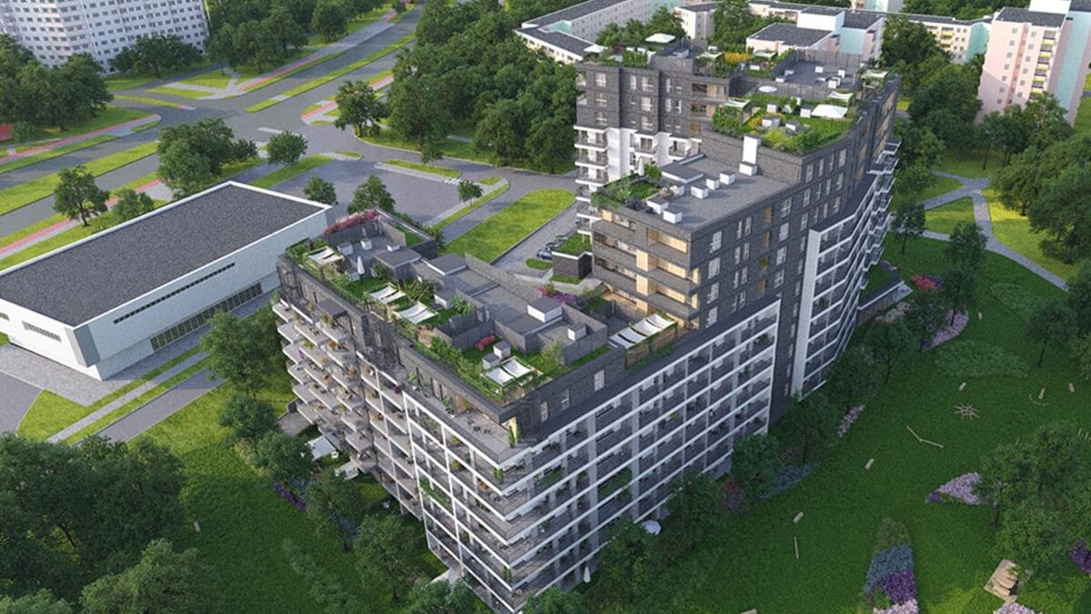 Apartamentowiec Nowy Czechów obok Domu Towarowego Orfeusz