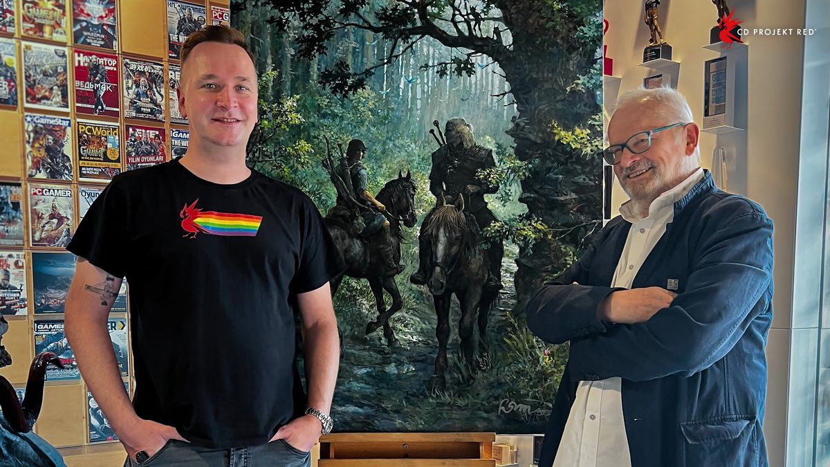 Grzegorz Rosiński i Adam Badowski w siedzibie CD Projektu