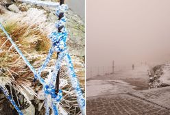 Śnieg w Tatrach i oblodzony Kasprowy Wierch. Pogoda odstrasza turystów