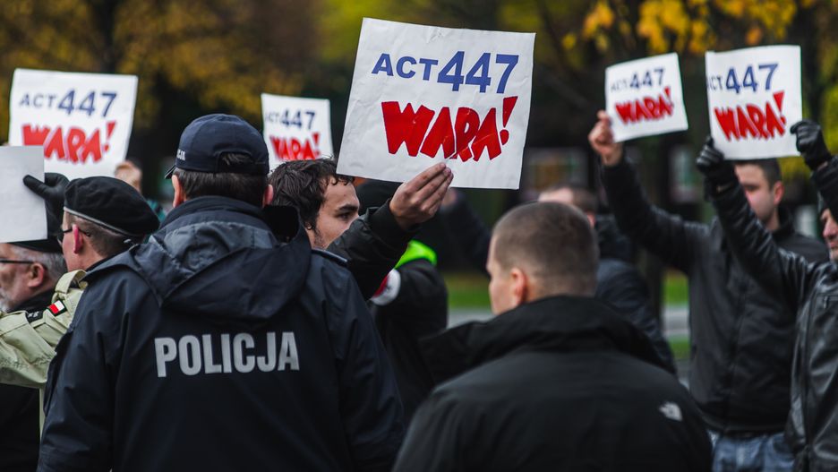 Protest przeciwko ustawie Just 447 w Warszawie w listopadzie 2019 r. 