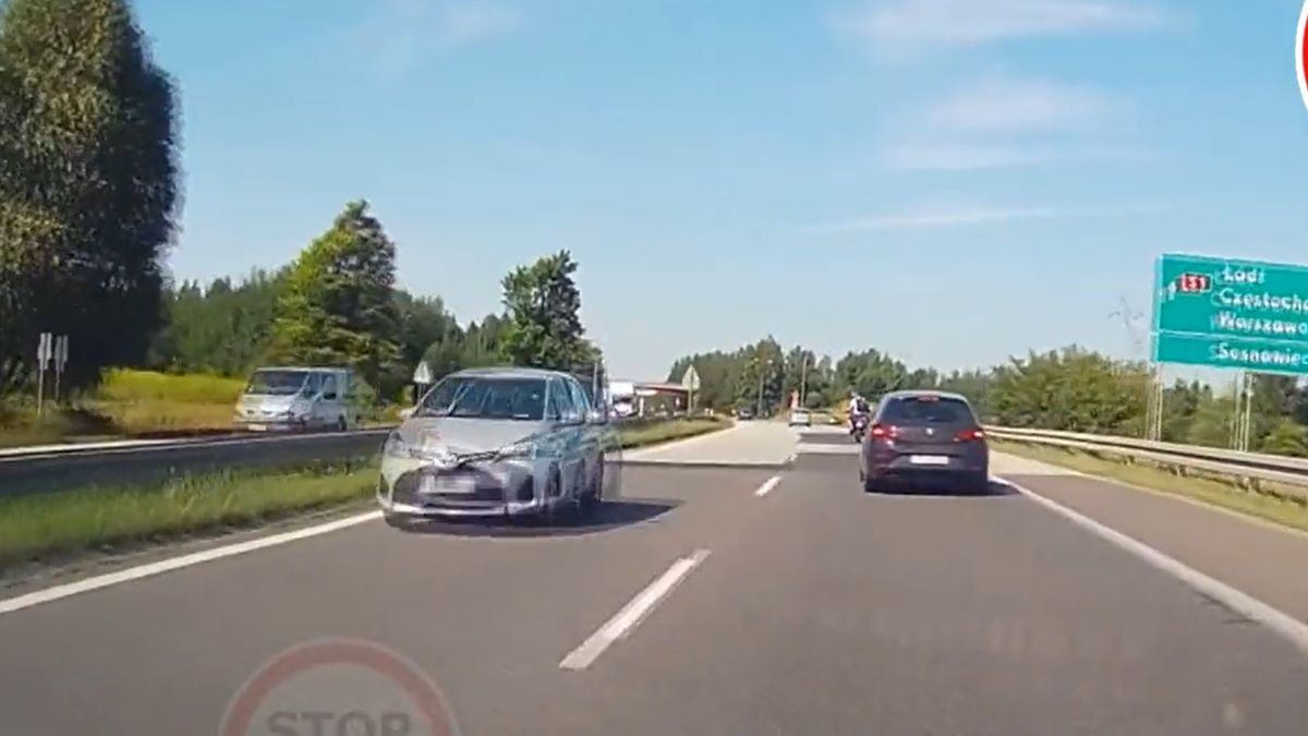 Ktoś jechał toyotą yaris pod prąd na trasie ekspresowej S1
