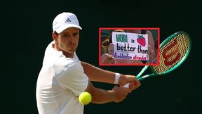 Hurkacz walczył o ćwierćfinał Wimbledonu. Taki transparent pojawił się na trybunach