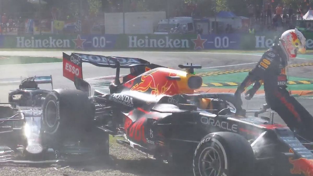 Formula 1 / Na zdjęciu: wypadek Lewisa Hamiltona i Maxa Verstappena