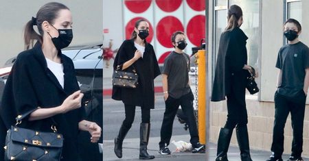 Angelina Jolie w kozakach i pelerynie robi zakupy z najmłodszym synem Knoxem (ZDJĘCIA)