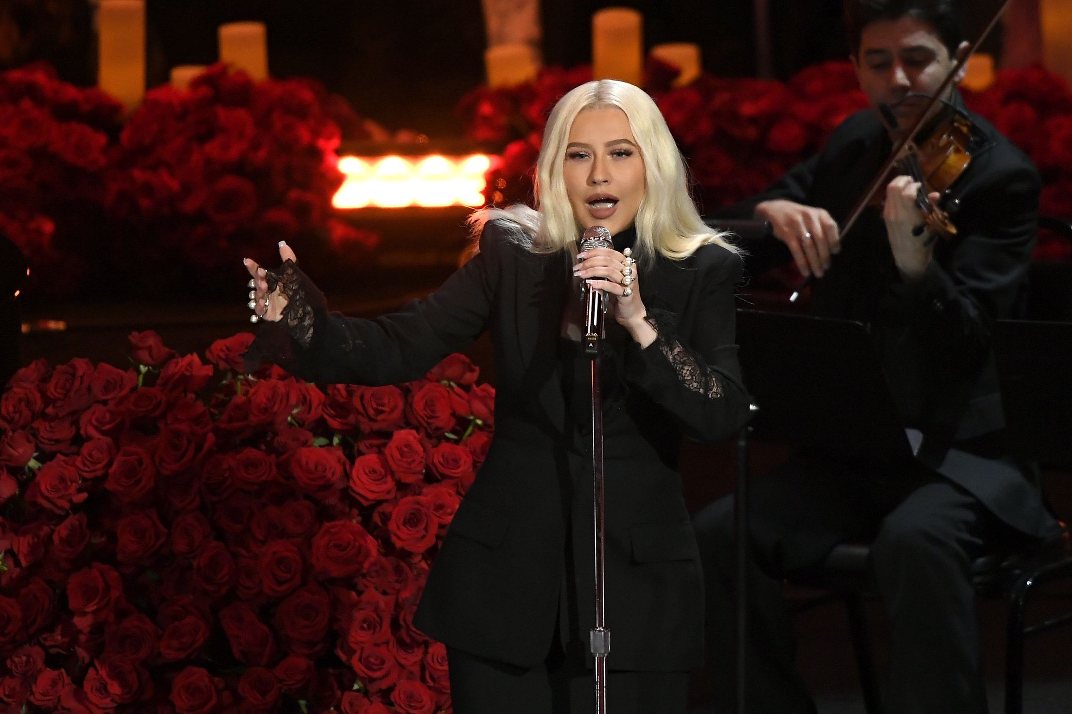 Christina Aguilera podczas The Celebration of Life for Kobe & Gianna Bryant