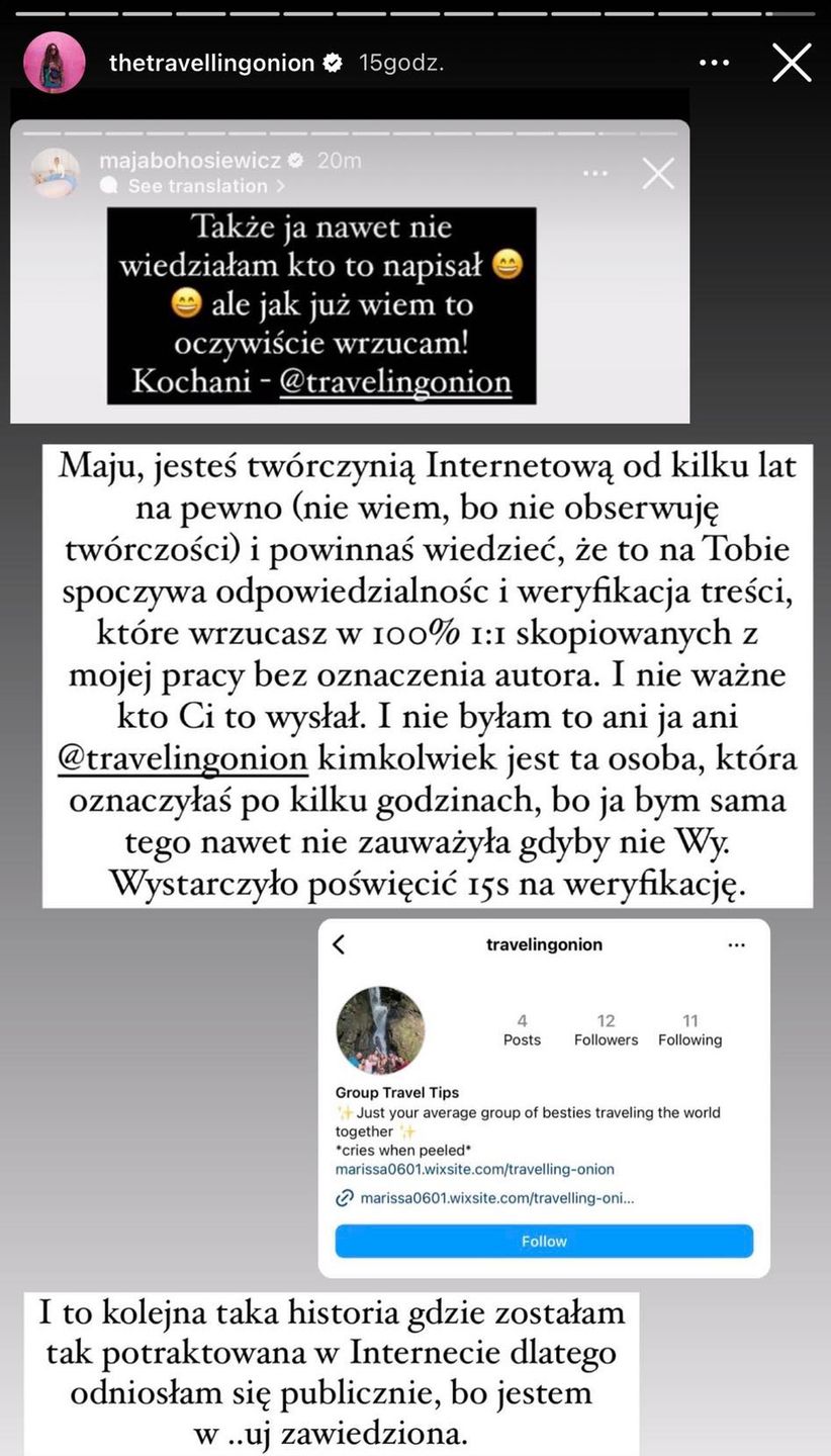 Oskarżenia blogerki pod adresem Mai Bohosiewicz