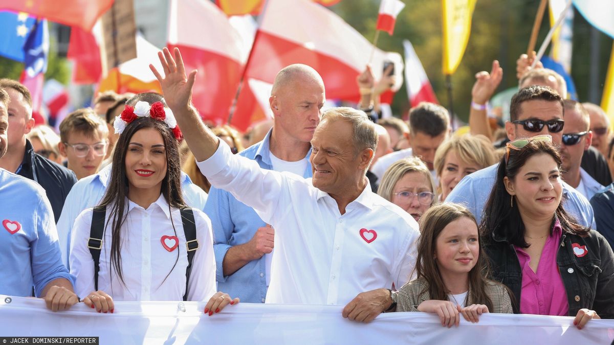 Marsz Miliona Serc
01.10.2023 Warszawa Marsz Miliona Serc Fot Jacek Dominski/REPORTER
N/z: Donald Tusk, Wiktoria Bartosiewicz
Jacek Dominski/REPORTER