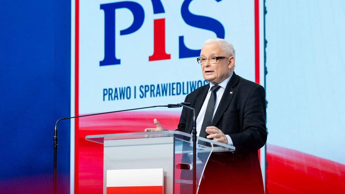Jaroslaw Kaczynski, the leader of the right-wing Law and Justice (PiS) party, is speaking during a press conference in Warsaw, Poland, on July 02, 2024. (Photo by Foto Olimpik/NurPhoto via Getty Images)