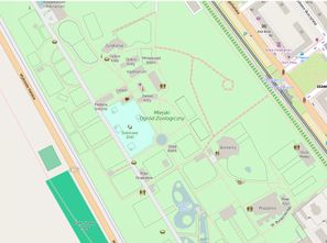 Warszawskie zoo w podstawowej warstwie OpenStreetMap