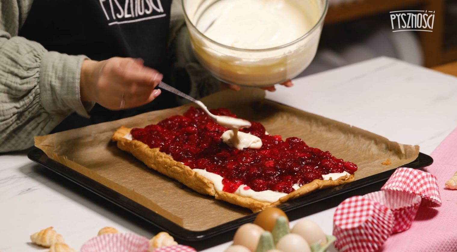 Składanie karpatki z malinami