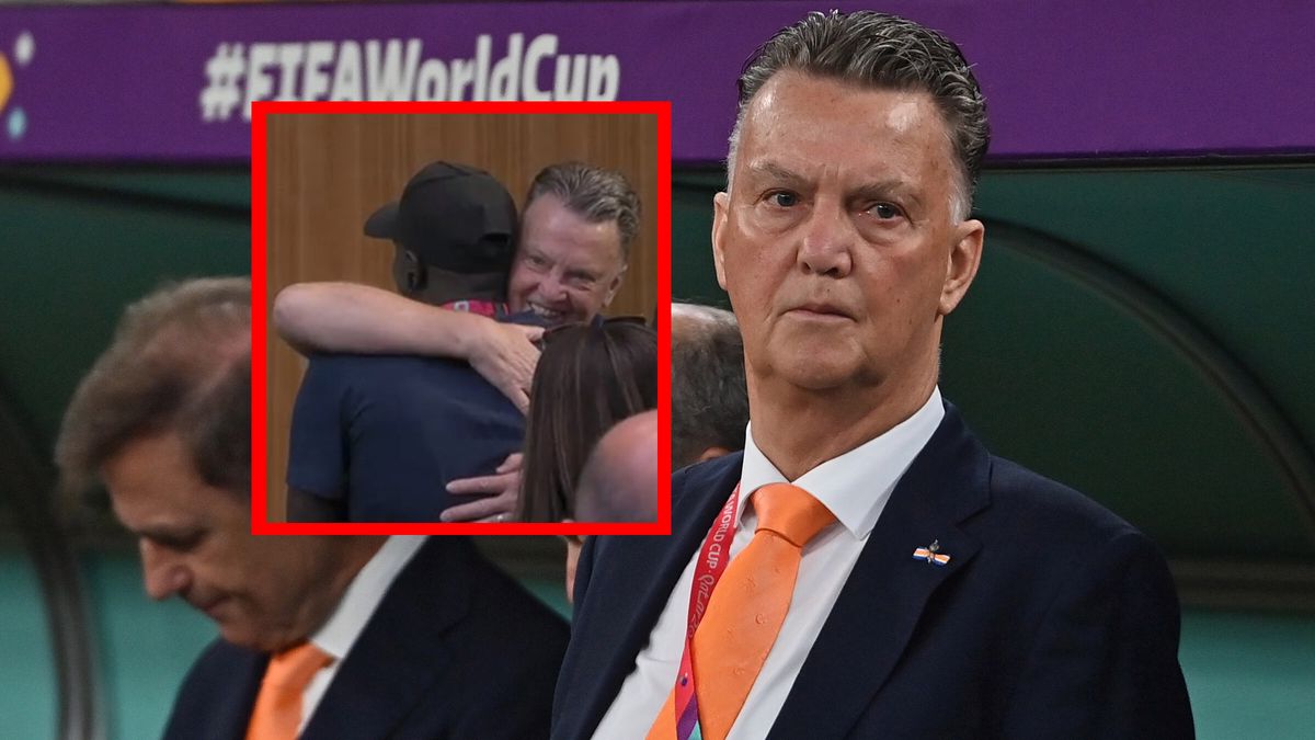PAP/EPA / EPA/Noushad Thekkayil i twitter.com/MatthijsSneppie/ / Louis van Gaal z młodym senegalskim dziennikarzem na konferencji prasowej w trakcie mistrzostw świata w Katarze