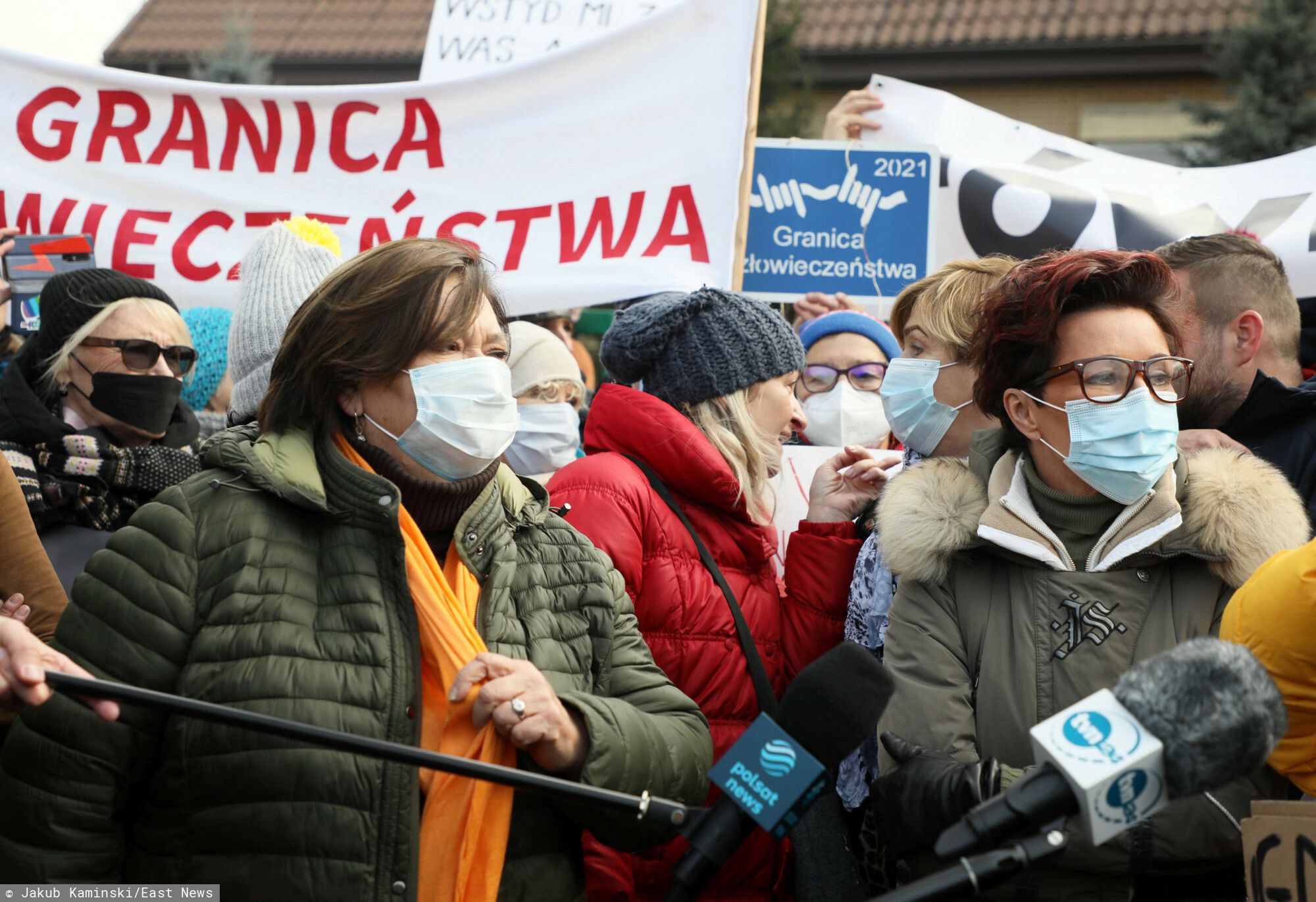 Jolanta Kwaśniewska i Anna Komorowska protestują na białoruskiej granicy