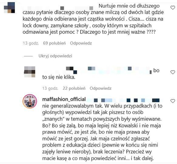 Maffashion dyskutuje z obserwatorami