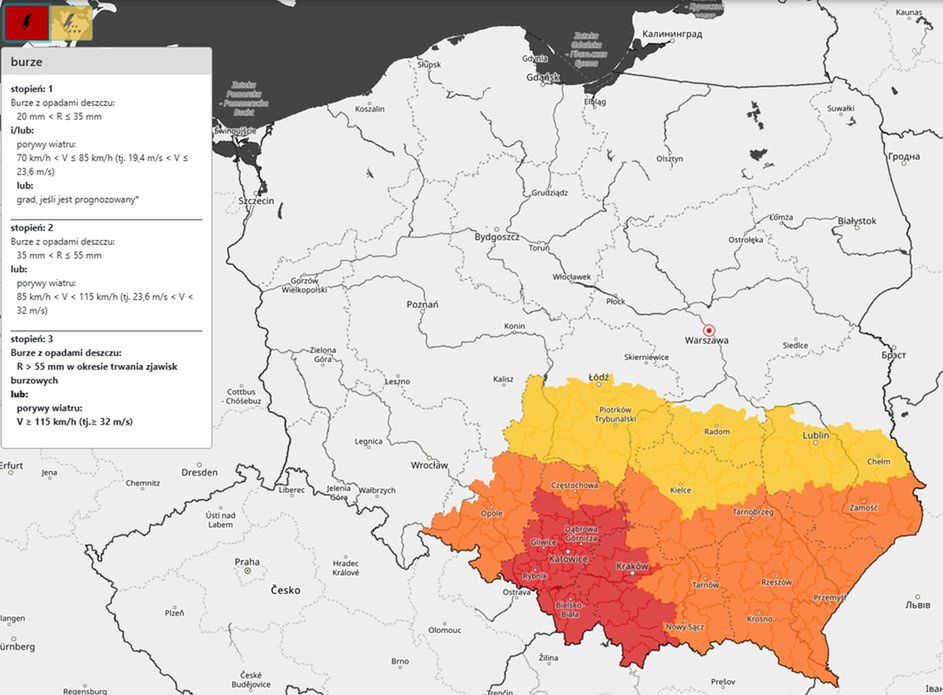 Prognozowane są burze