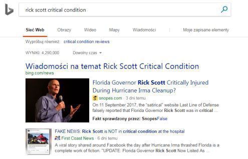 Microsoft wprowadza ostrzeżenia przed fake news w wyszukiwarce Bing
