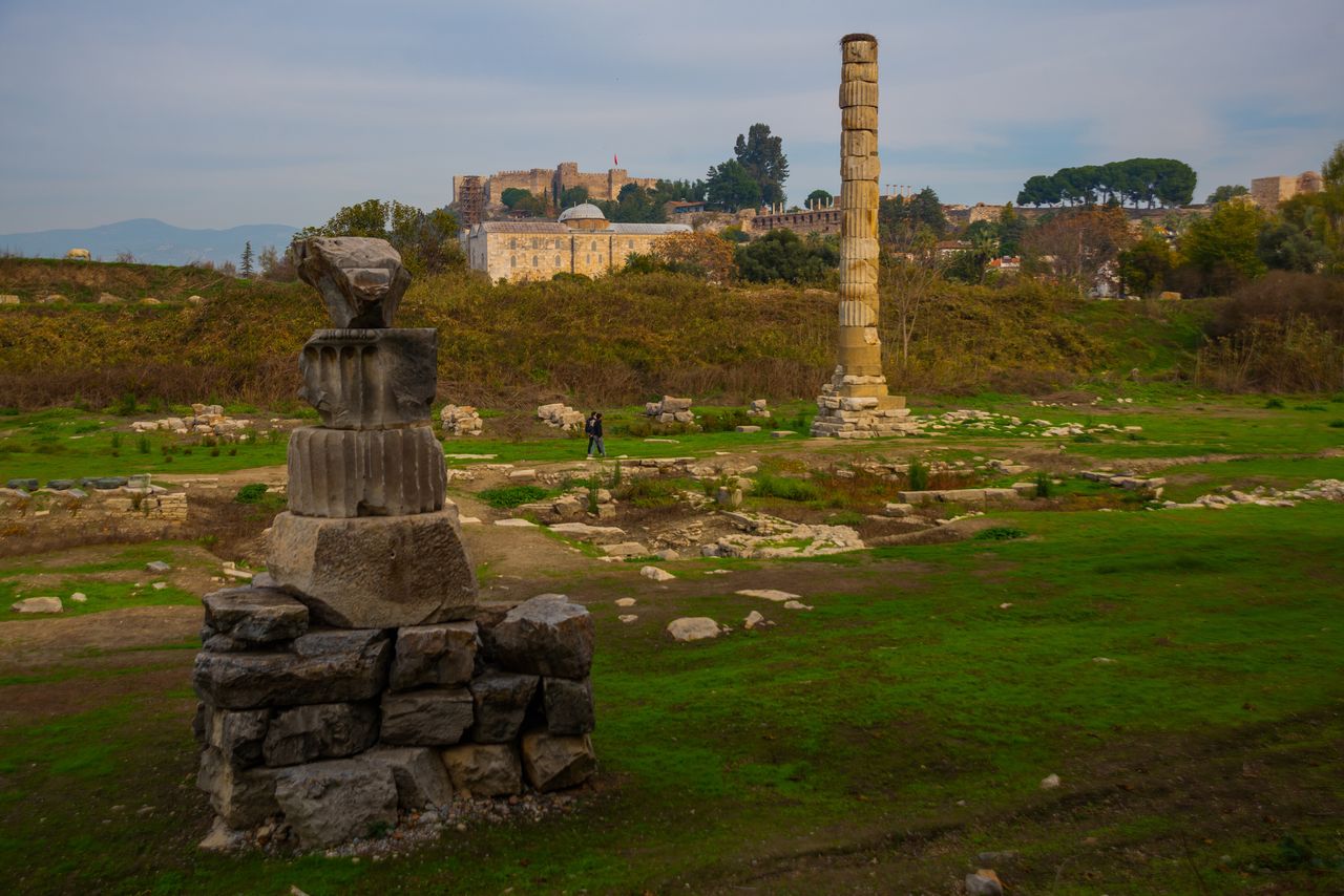 Only a stub of a solitary column remains of the Temple of Artemis today.