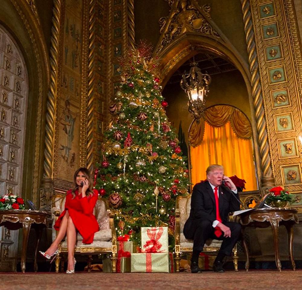 Melania Trump i Donald Trump śledzą trasę świętego Mikołaja (Santa Tracker)