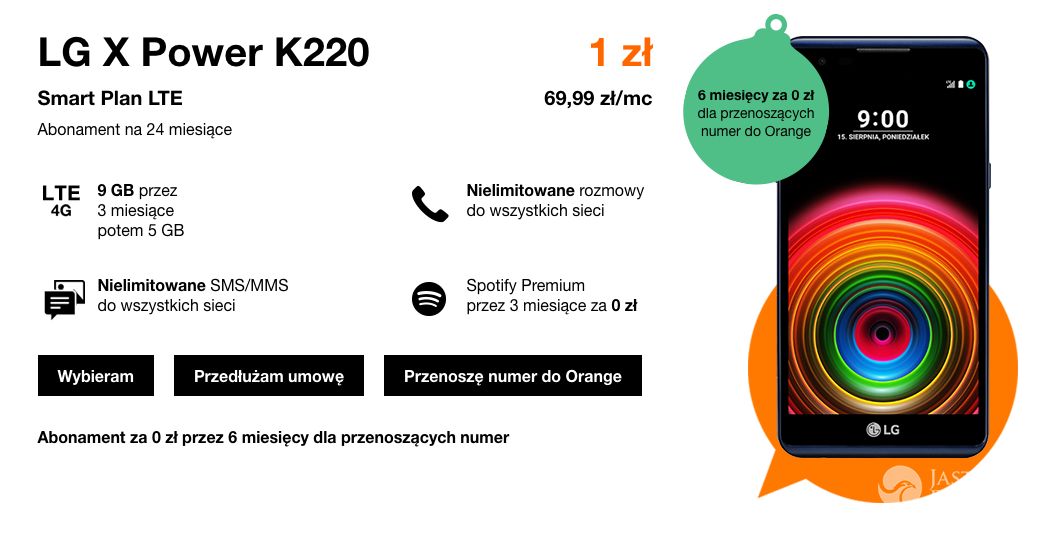 LG X Power K220 - oferta świąteczna Orange, od 1 zł