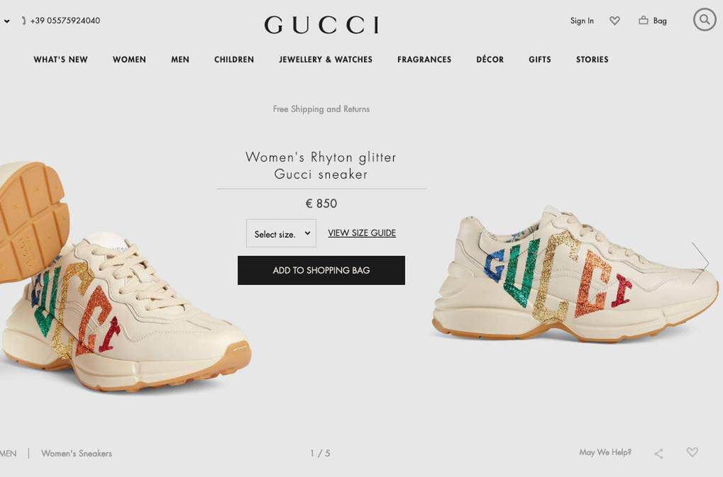Buty Gucci za 850 euro