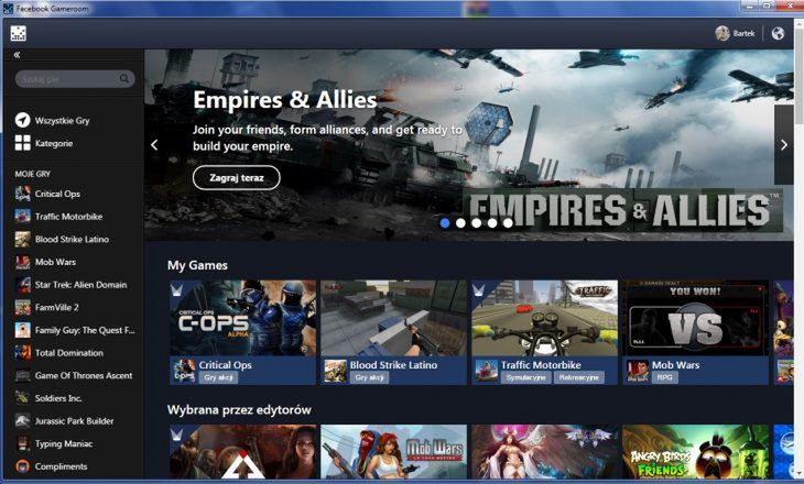 </a> Aplikacja Facebook Gameroom