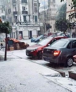 W Egipcie spadł śnieg. Jest nagranie organizacyjnego chaosu na ulicach Aleksandrii
