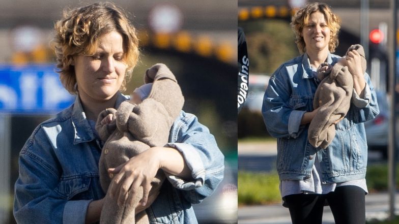 Aleksandra Domańska na spacerze z partnerem i dzieckiem