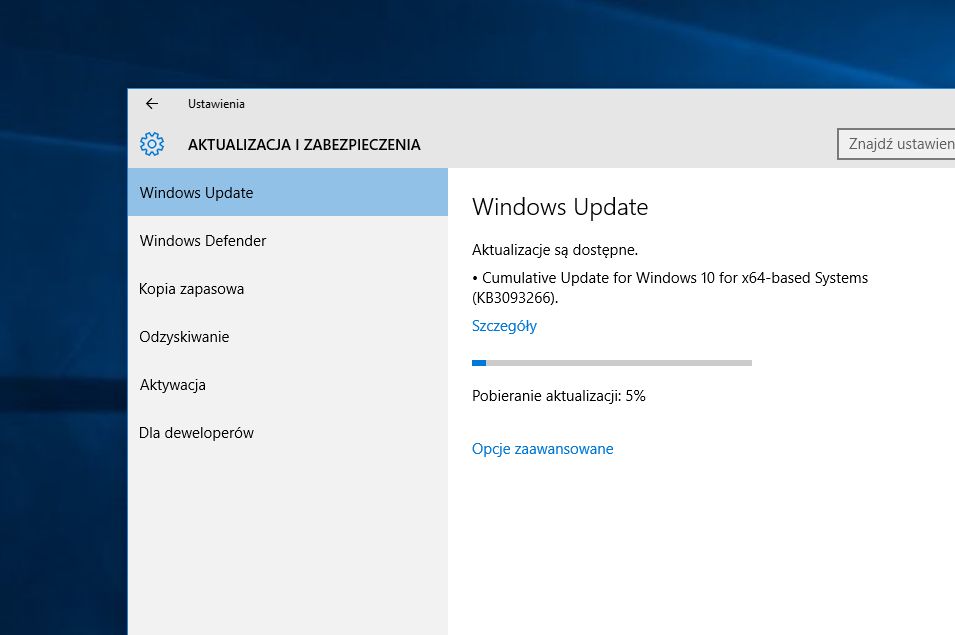 KB3093266: kolejna zbiorcza paczka poprawek dla Windows 10
