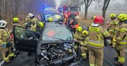 DW 130: Czołówka peugeota i seata. Na drogach jest ślisko