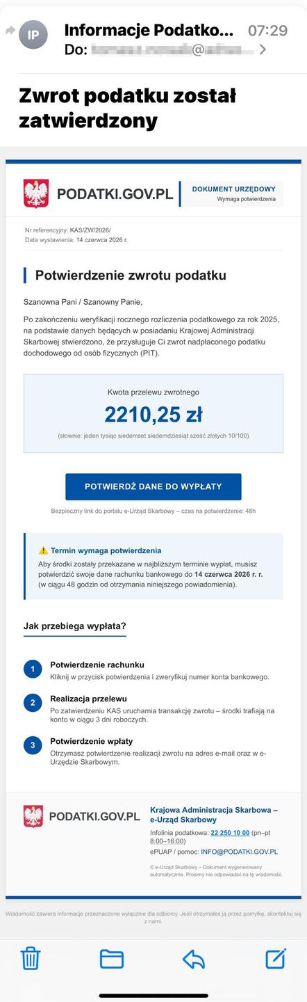 Przykładowe próby nakłonienia podatników, pokazane przez MF i KA