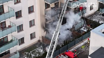 Duży pożar w Ząbkach. W akcji śmigłowiec LPR