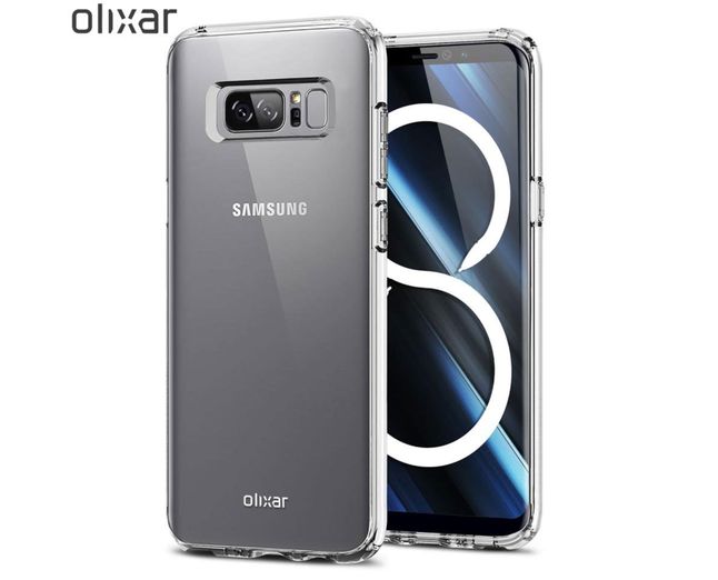 Domniemany Galaxy Note 8 w etui firmy Olixar