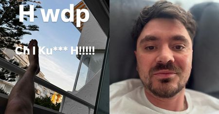 Daniel Martyniuk i jego stopa nadają szyfrem z balkonu: "H wdp Ch I Ku*** H!!!!!". Rozumiecie coś z tego?