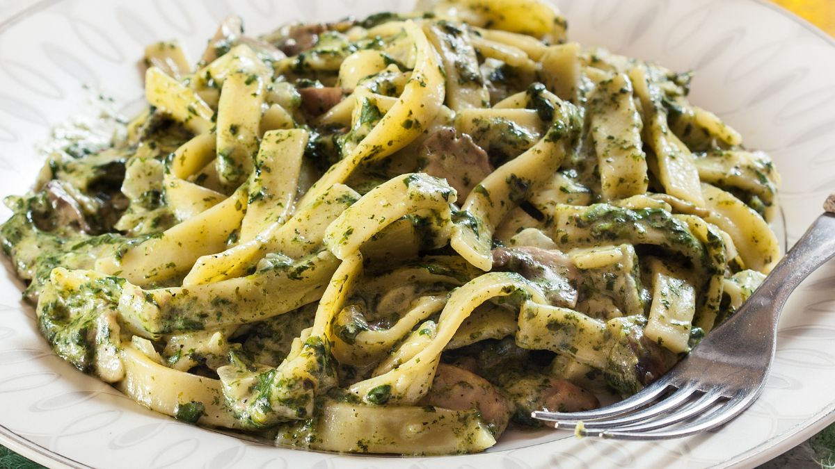 Makaron ze szpinakiem 