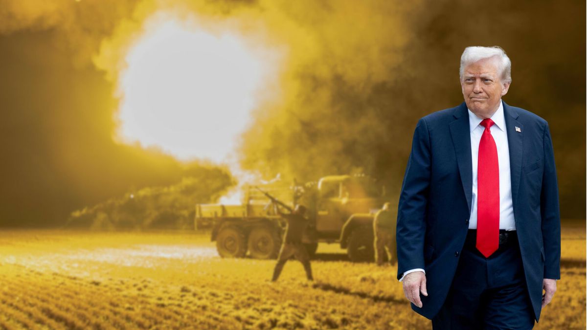 Donald Trump / w tle: ukraińska obrona powietrzna 