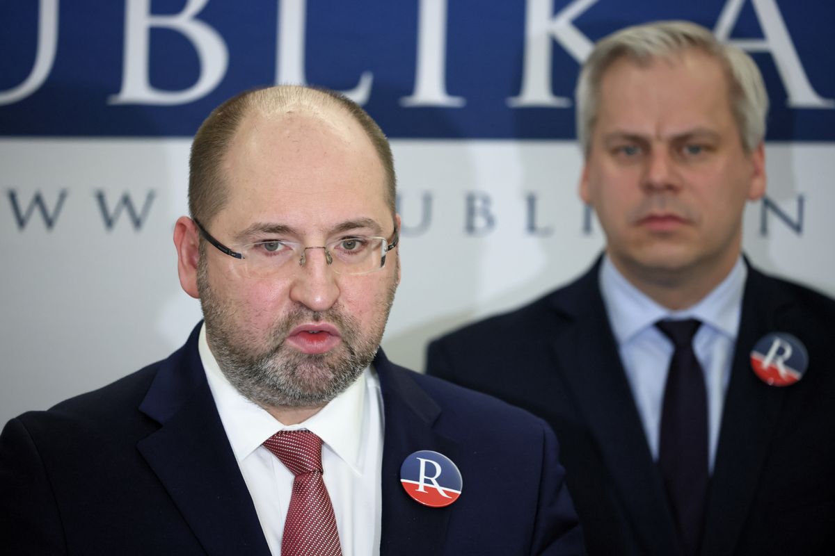 Adam Bielan i Karol Rabenda podczas posiedzenia Rady Krajowej Partii Republikańskiej