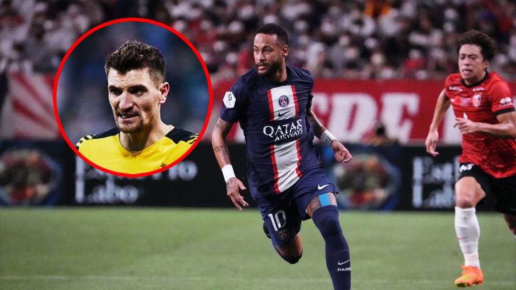 Getty Images / Hiroki Watanabe i Joosep Martinson / Na zdjęciu: Neymar oraz Thomas Meunier (w kółku)