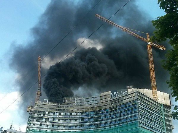 Pożar na budowie Warsaw Spire!