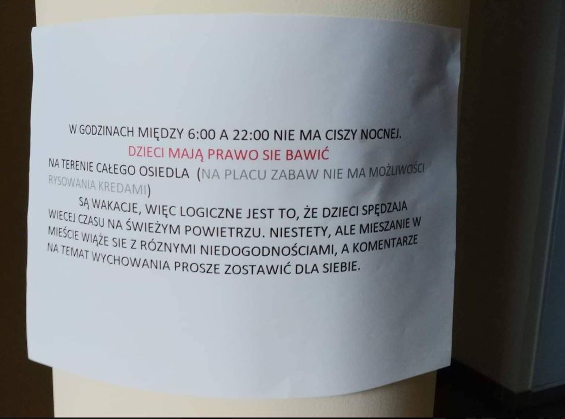 Kartka na jednym z osiedli