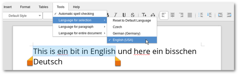 Sprawdzanie pisowni w LibreOffice Online