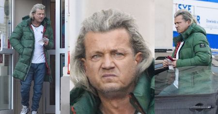 Skwaszony Jarosław Jakimowicz wsiada do brudnego auta i mamrocze do telefonu (ZDJĘCIA)