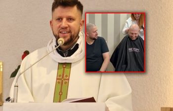 Ksiądz katolicki ogolił głowę po mszy. Tak wsparł Cancer Fighters