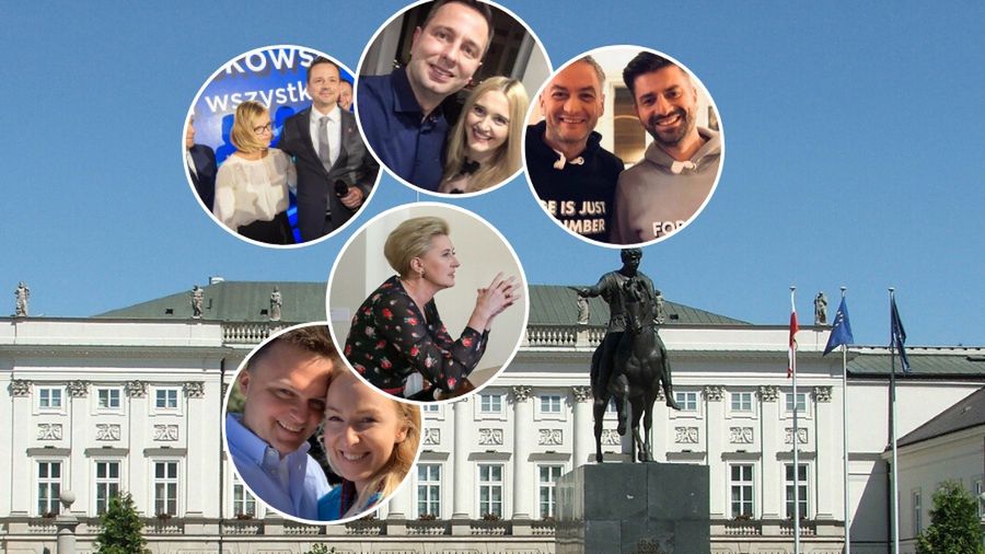 Zdjęcia: Pałac Prezydencki - pixabay.com; Agata Duda - prezydent.gov.pl; Rafał Trzaskowski z żoną - East News; pozostałe pary - oficjalne profile kandydatów na prezydenta na Facebooku.