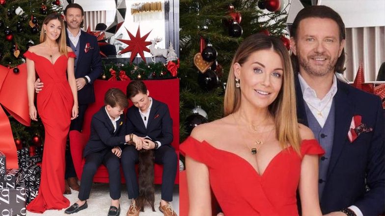 Małgorzata Rozenek i Radosław Majdan pozują przy choince