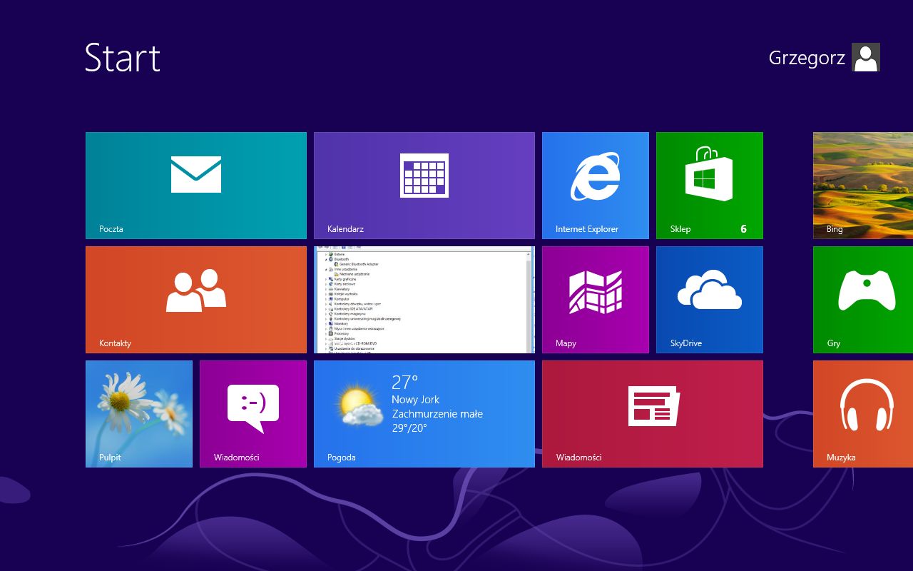 Oto co widzę obecnie po zainstalowaniu Windows 8