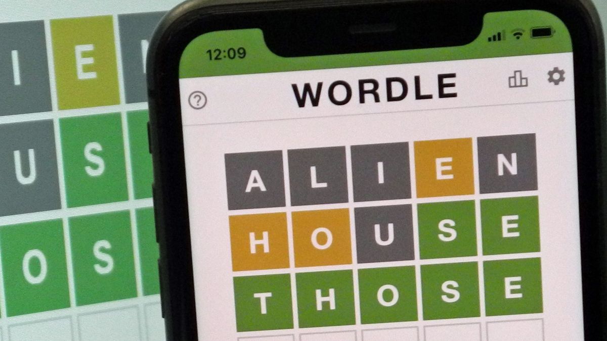 A mobile phone shows the screen of the popular online game Wordle which has been bought by The New York Times Company from its creator, US-based software engineer Josh Wardle. Picture date: Tuesday February 1, 2022. (Photo by Nick Ansell/PA Images via Getty Images)