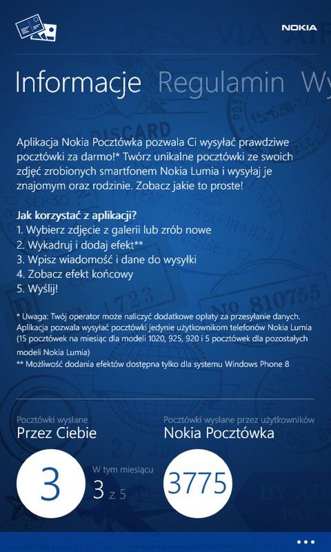 Nokia Pocztówka - wyślij za darmo pocztówkę ze swojej Lumii!