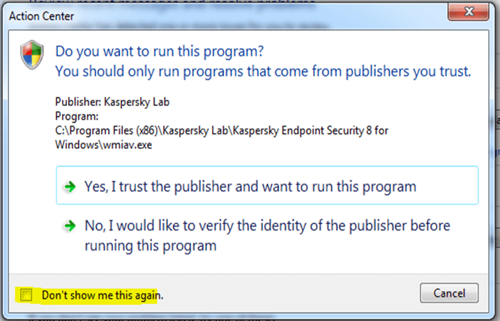 Windows nie ufa Kaspersky Lab?