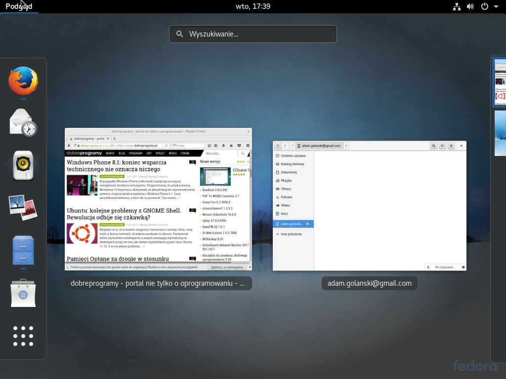 GNOME 3.24 w domyślnej konfiguracji