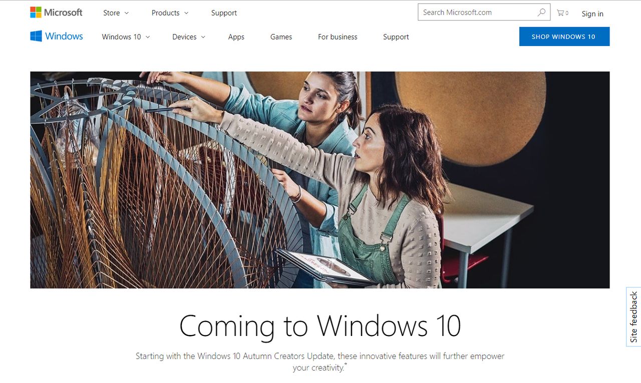 Autumn Creators Update na stronach Microsoftu