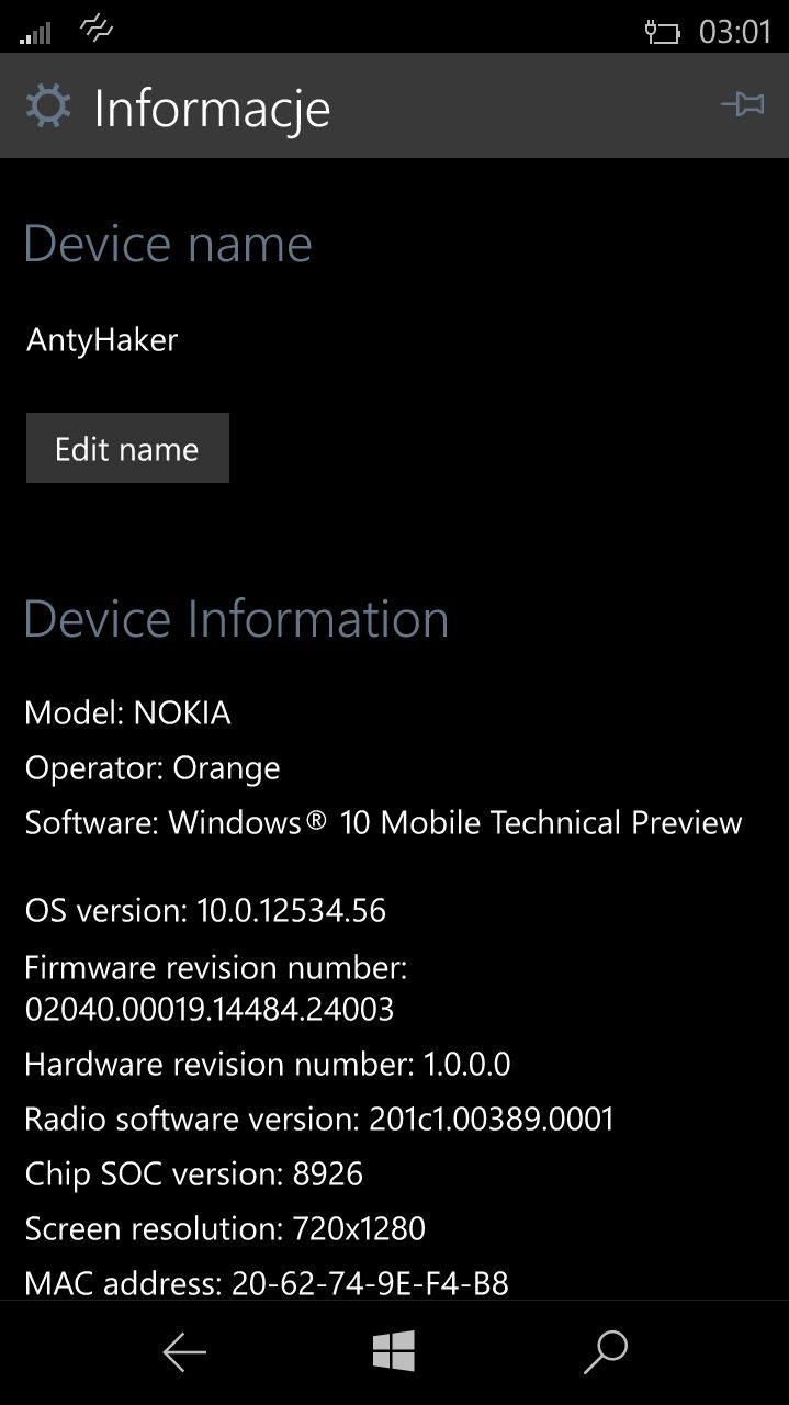 Windows 10 Mobile kompilacja 10051 na Lumii 735